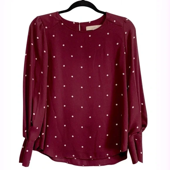 LOFT Polka Dot Lightweight Long Sleeves Blouse - Picture 1 of 5